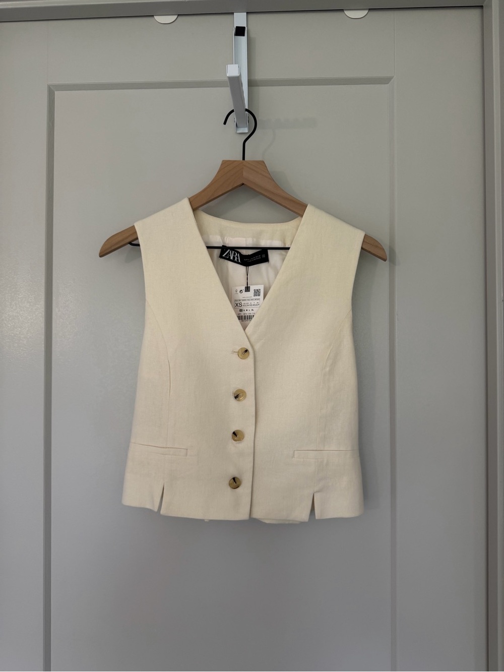 Zara Cream Button Front Vest